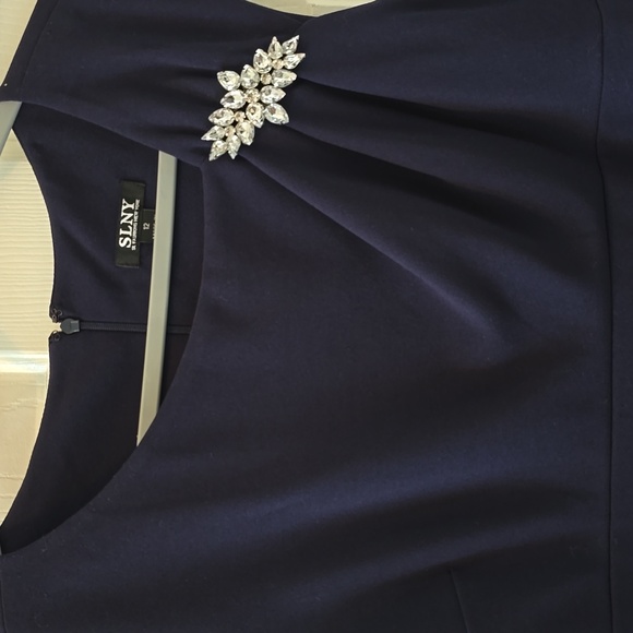 SL FASHIONS NEW YORK BRAND WOMEN'S BLUE SLEEVELESS DRESS SIZE 12 - Picture 3 of 14